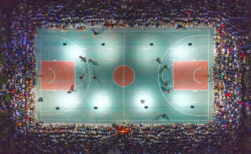 تصویر هوایی از برگزاری مسابقات بسکتبال در استان شاآنشی چین در روزهای کرونایی